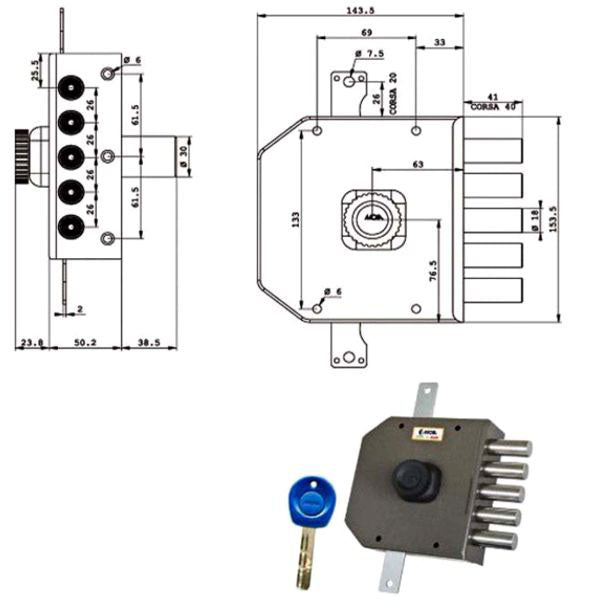 SERRATURA SICUREZZA TRIPLICE POMPA JA423