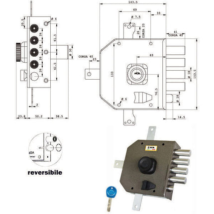 SERRATURA SICUREZZA QUINTUPL.POMPA JA426