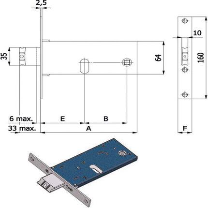 SERRATURA INFILARE FASCE ALLUMINIO 780