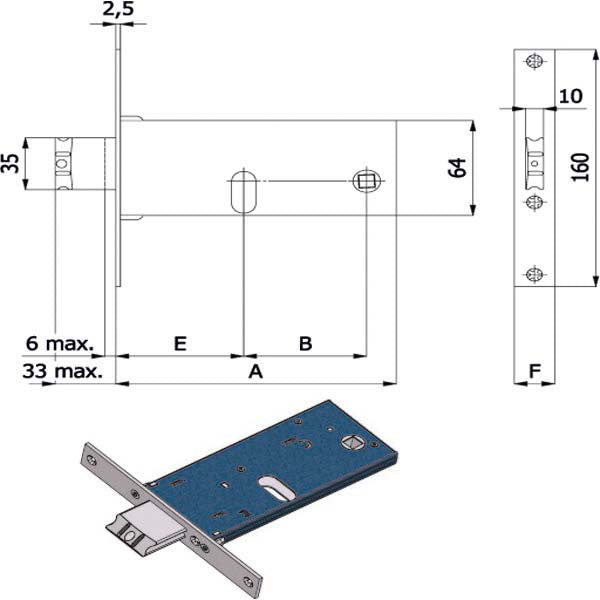 SERRATURA INFILARE FASCE ALLUMINIO 880