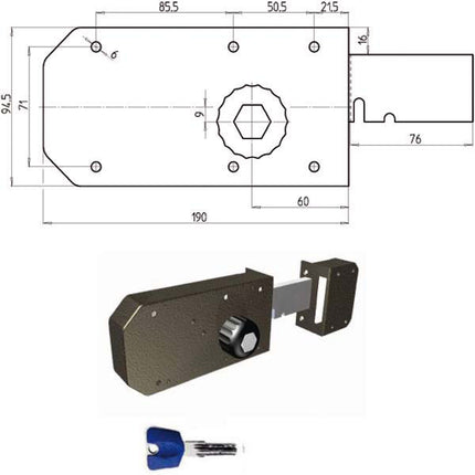 SERRATURA FERROGLIETTO POMPA 2 M 3700