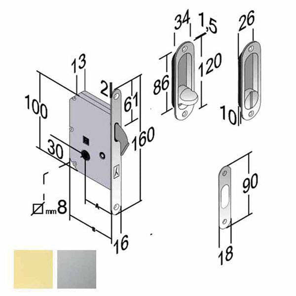 SERRATURA INF.LEGNO SCORREVOLI BAGNO B2N