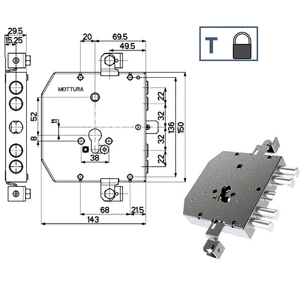 SERRATURA SICUREZZA TRIPLICE 89E30