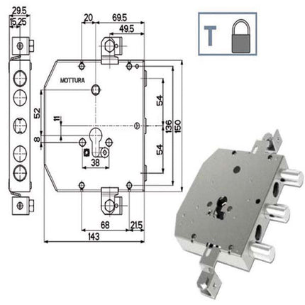 SERRATURA SICUREZZA TRIPLICE 89E30