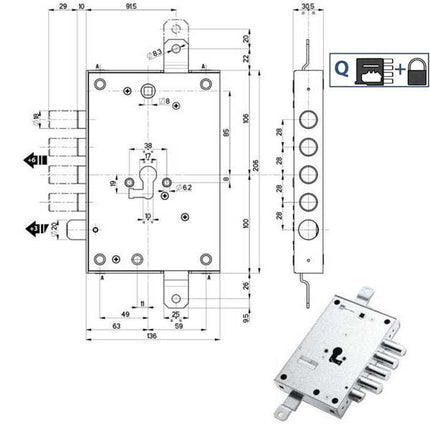 SERRATURA SICUREZZA TRIPLICE 89857