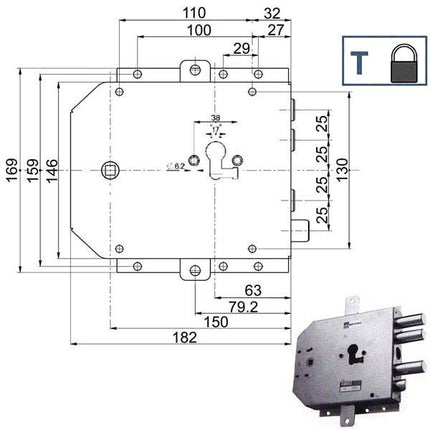 SERRATURA SICUREZZA TRIPLICE 89855