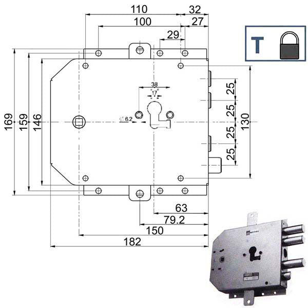 SERRATURA SICUREZZA TRIPLICE 89855