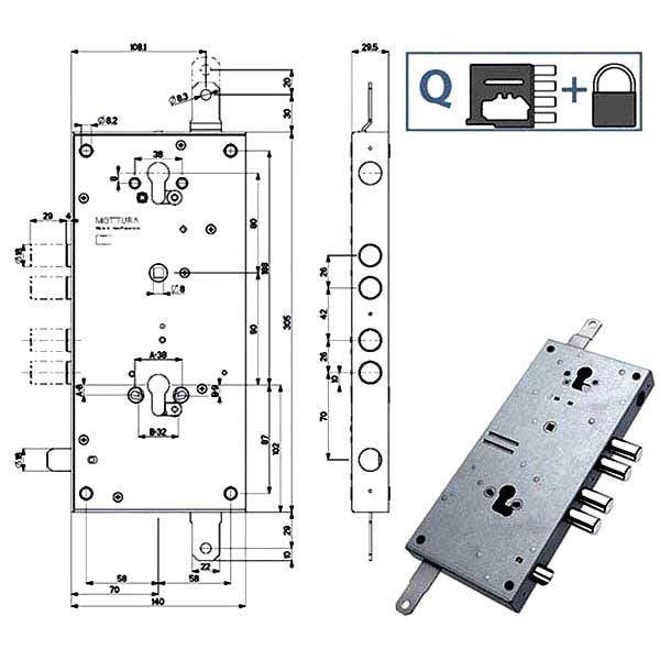 SERRATURA SICUREZZA TRIPLICE 898T1