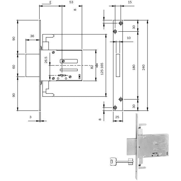 SERRATURA INFILARE FERRO DM 663 KA