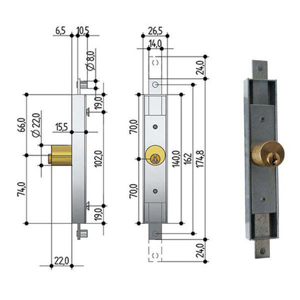 SERRATURA SERRANDE AVVOLGIBILI 6601