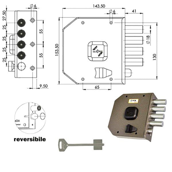 SERRATURA SICUREZZA SEMPLICE DM G412