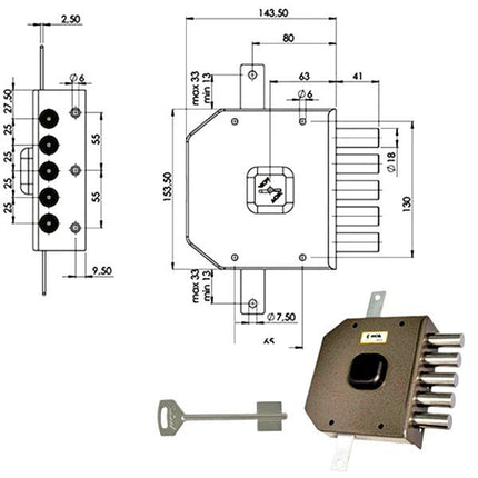 SERRATURA SICUREZZA TRIPLICE DM G413