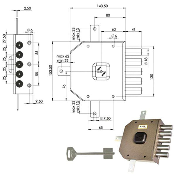 SERRATURA SICUREZZA QUINTUPLICE DM G415