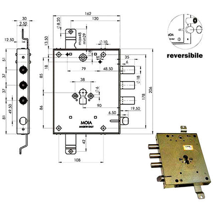 SERRATURA SICUREZZA TRIPLICE CIL.RMGA664