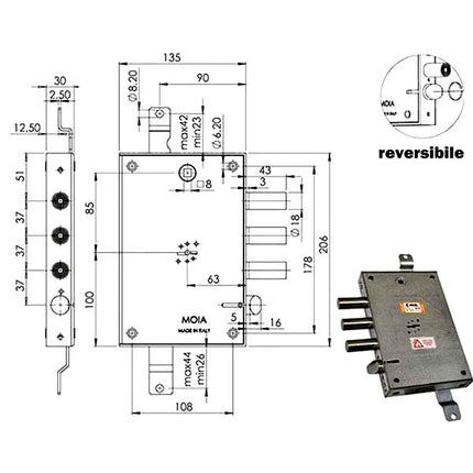 SERRATURA SICUREZZA TRIPLICE DM 614